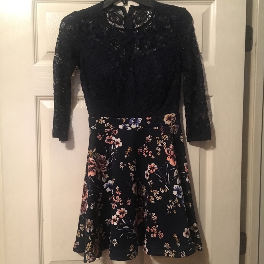 Blue lace hoco dress